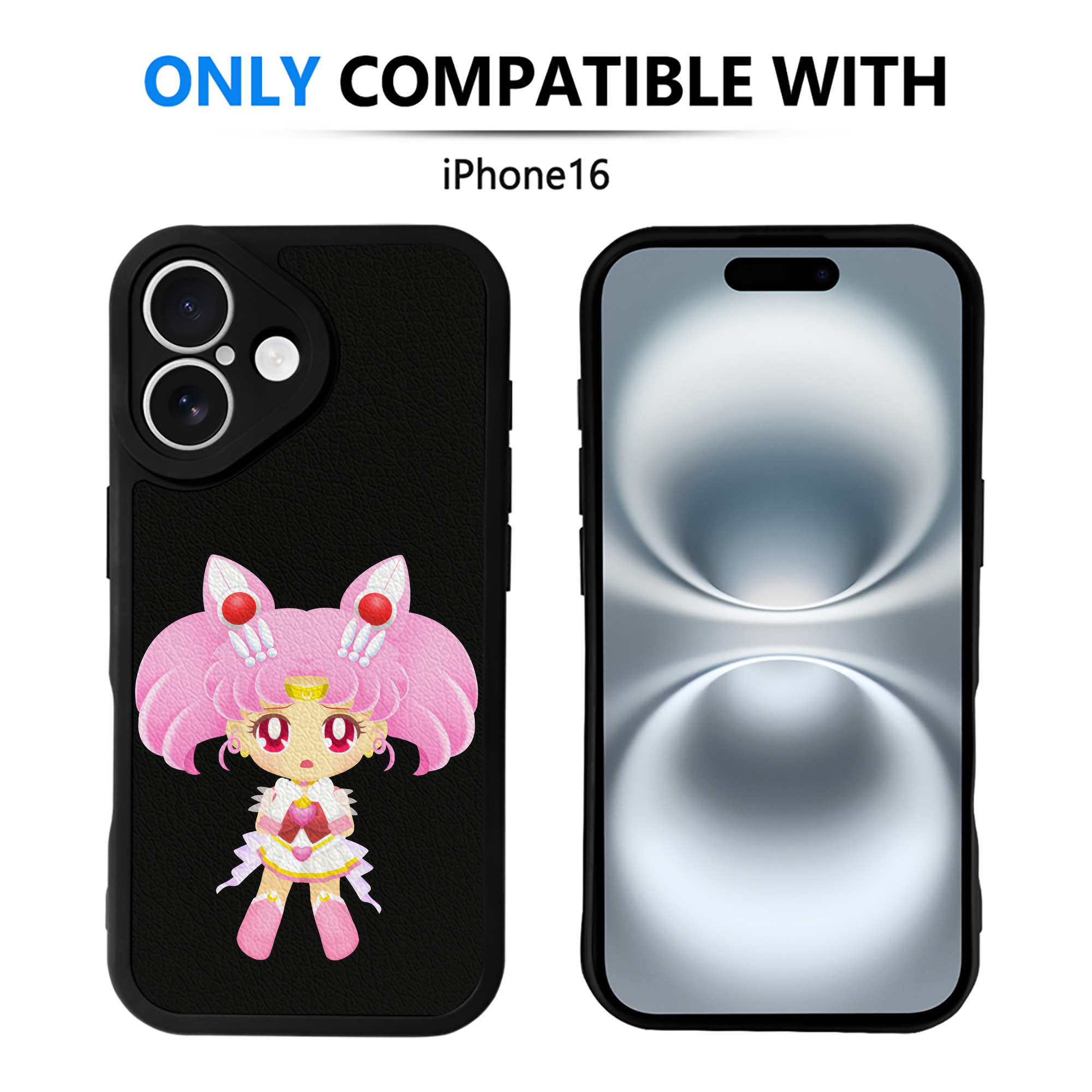 （画像用） 美少女戦士セーラームーン ちびうさ Sailor Moon Chibiusa Tsukino Usagi Small Lady Serenity 【iPhone 16シリーズ対応】シリコンスマホケース（レザー調） 材質：シリコン